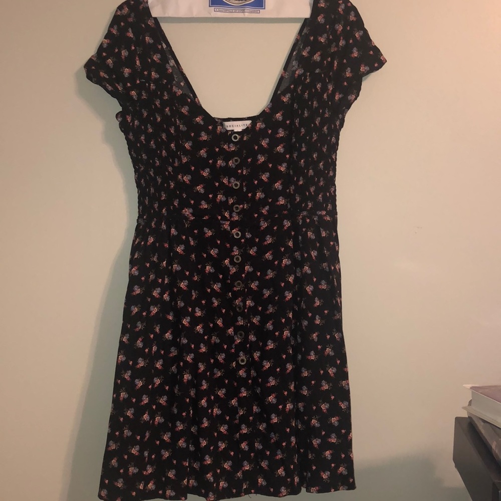 Black and multicolour flowered dress